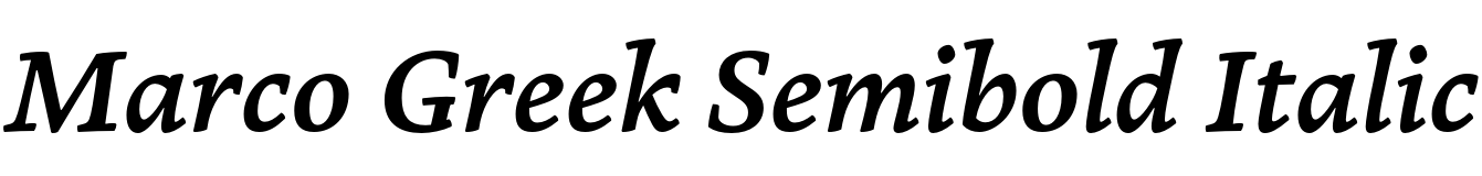Текстовий зразок шрифта Marco Greek Semibold Italic, 72px